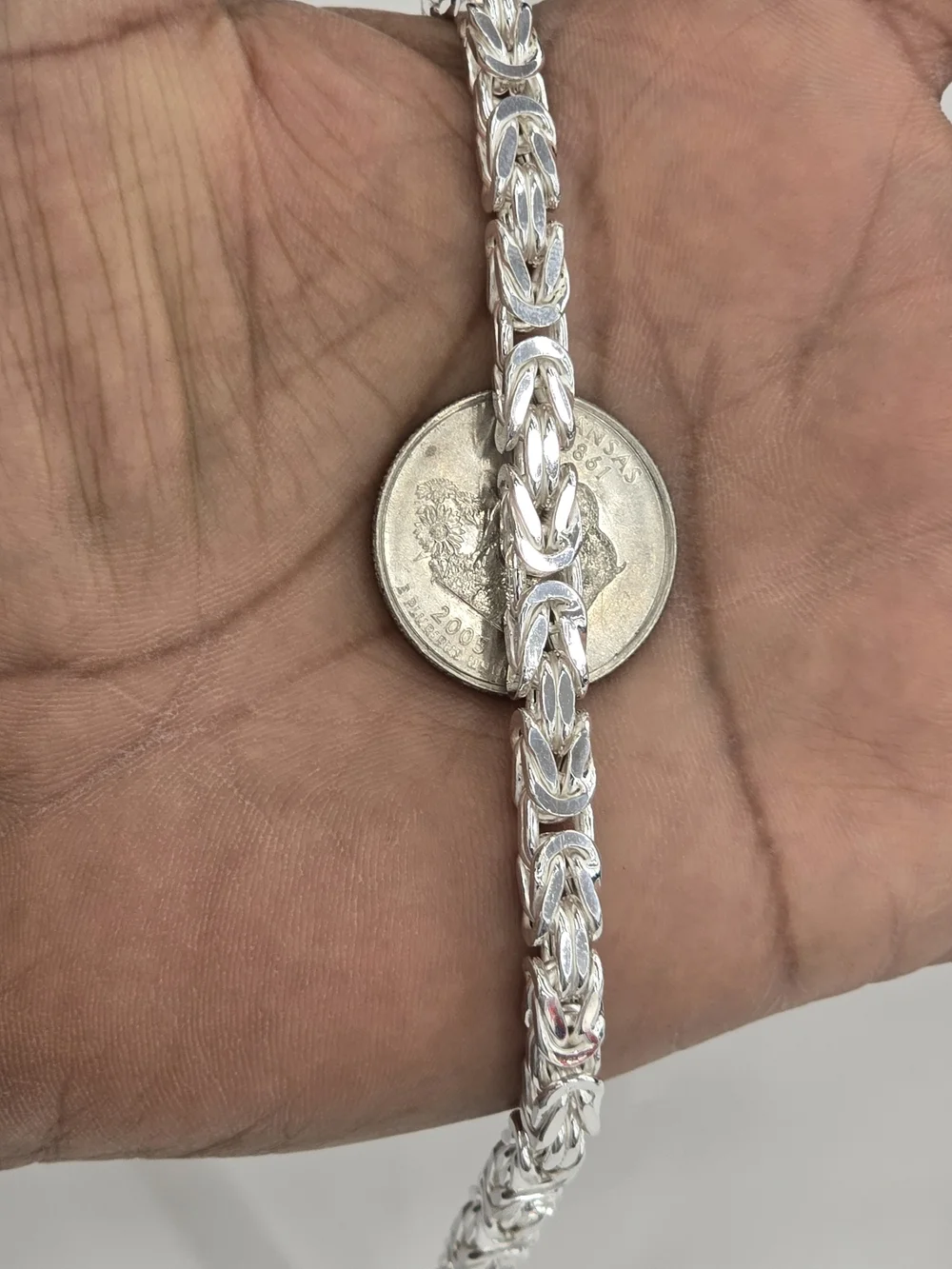 925 Sterling Silver Byzantine Chain Necklace - Silver